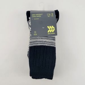 *3/$25 NIP all in motion Midweight Wool Blend Textured Cable Crew Socks Black